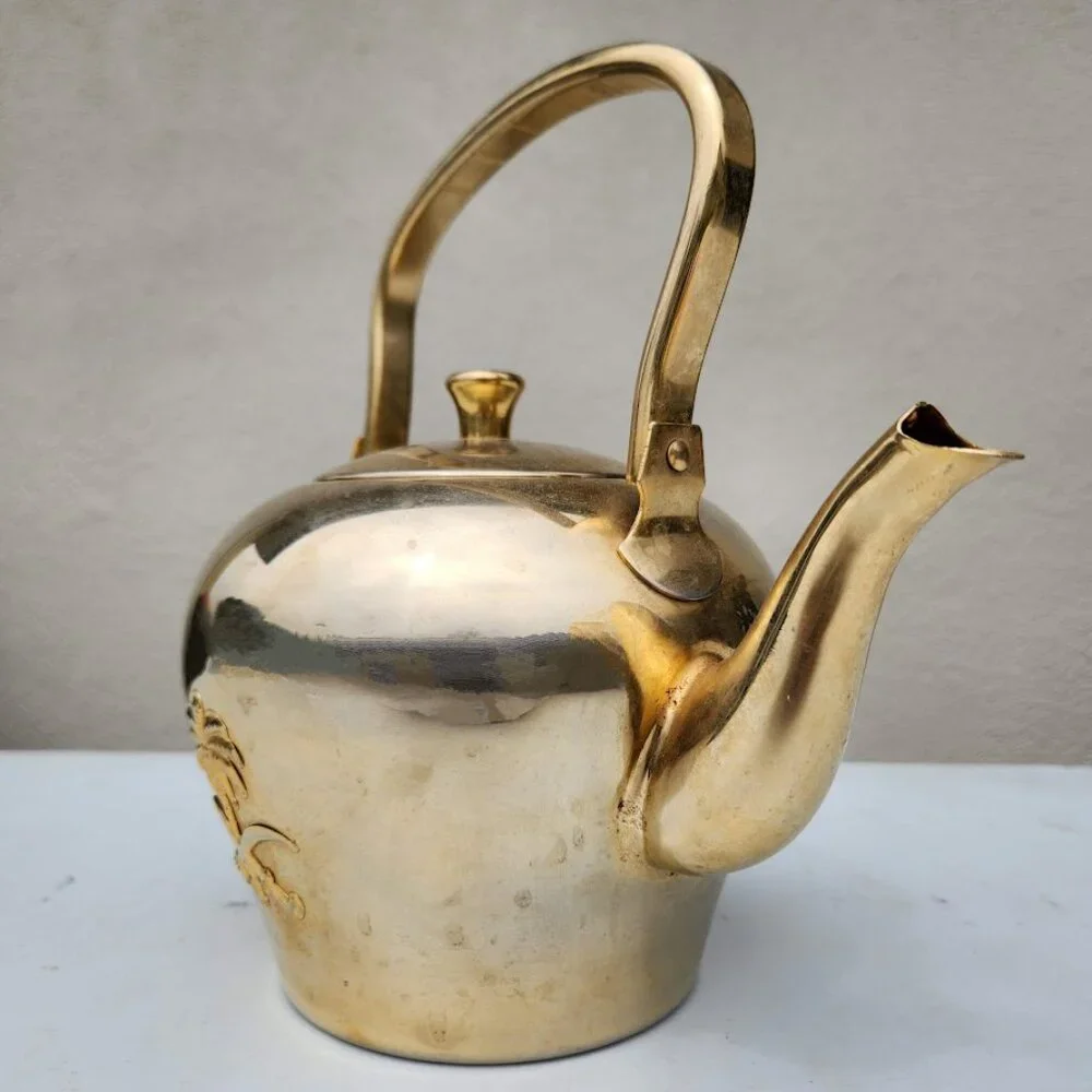Vintage Al-Saif Tea Kettle Tea Pot Teapot Stainless Steel Gold Color 1.6 L Kitch